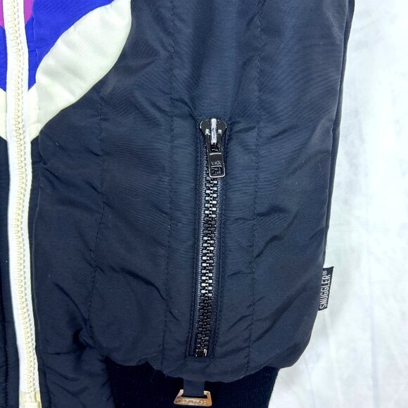 Vtg Snuggler Women's S Down Puffer Ski Vest Black Purple Colorblock Retro 80's - Picture 2 of 14
